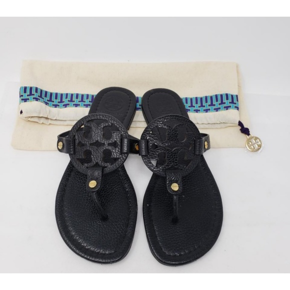 Tory Burch Shoes - Tory Burch Black Leather Miller Thong Sandals 8